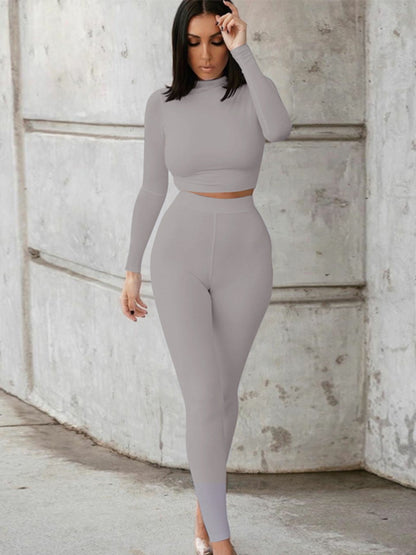 Basic High Waist Pants Set